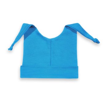 OP=OP Baby mutsje met knoopjes turquoise 50-56