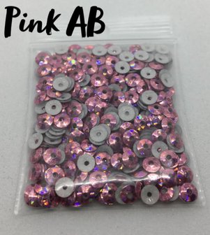 Pink AB hotfix pailletten 4mm