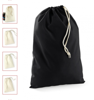 cotton stuff bag black (in 3 maten)